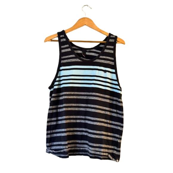 Element Men's Stripe Tank Top Size M Gray Logo Sleeveless Scoop Neck Pullover - Picture 1 of 8
